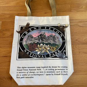 Grand Teton National Park Colorful Cotton Canvas Tote